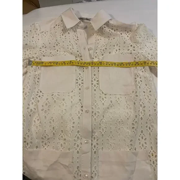 NWOT: Veronica Beard Rafaela Cotton Eyelet Mini Shirtdress - Picture 4 of 9